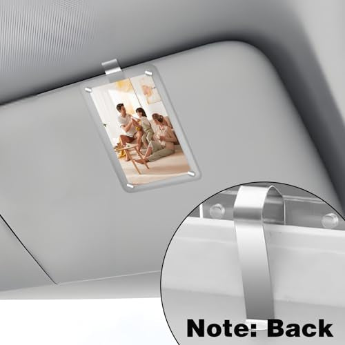 HINGTAI Acrylic Magnetic Personalized Photo Holder Car Picture Frame, Car Picture Holder, Car Photo Holder Car Visor Clip, Personalized Car Accessories Can Be Used to Add Your Personal Photo - color: 1Pcs-White