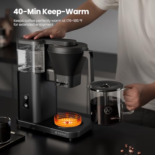 Kismile SCA-Certified 8 Cup Drip Coffee Maker, Pour Over Coffee Machine with 3s Instant Heat 197–205℉, Adjustable Flow Control, Removable Water Tank, Deep Cold Brew & 40 Min Keep Warm (Dark Grey) - color: Dark Gray