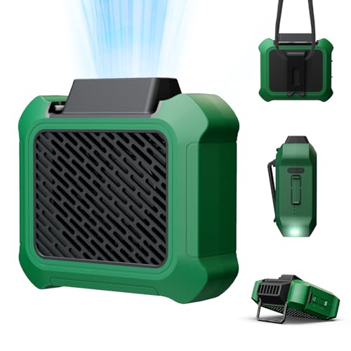 Portable Waist Fan, Personal Clip on Fan Rechargeable Hands-Free Hanging Neck/Desk Fans with 3-Speed Settings & LED Light, Small Wearable Cooling Belt Shirt Fans for Camping Travel Outdoors