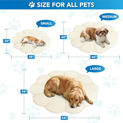PetAmi Dog Cooling Mat, Flower Shape, Pet Pad with Cooling Nylon & Soft Fleece, Q-Max > 0.4 Reversible All Season Blanket for Dogs & Cats, Medium 44x44 in, Beige - color: Beige, size: Medium