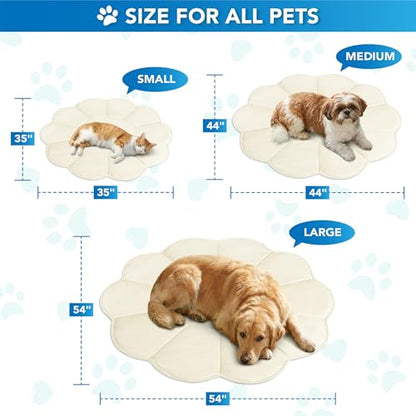 PetAmi Dog Cooling Mat, Flower Shape, Pet Pad with Cooling Nylon & Soft Fleece, Q-Max > 0.4 Reversible All Season Blanket for Dogs & Cats, Medium 44x44 in, Beige - color: Beige, size: Medium