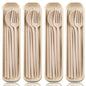 ELANE 4 Sets Reusable Travel Utensils Set with Case,Camping Cutlery Set Reusable Cutlery Set with Case,Utensil Sets for Lunch Picnic Daily Use Outdoor (beige) - color: Beige
