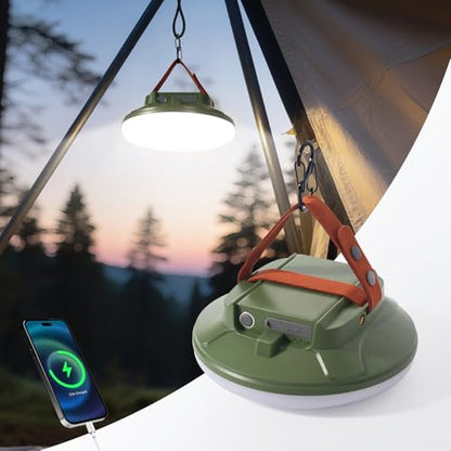 CREATE BRIGHT Camping Lights, Tent Lights for Camping, Rechargeable LED Camping Lantern with 4 Light Modes & Tripod Mount , Waterproof Tent Light for Emergency, Outdoor, Photography, Repair, Hurricane - color: Ink green