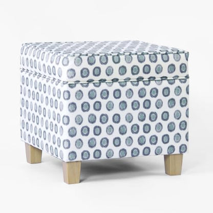 HomePop 18" Classic Square Storage Ottoman - Green Medallion Ikat Print - color: Green