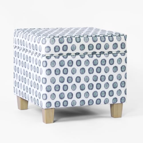 HomePop 18" Classic Square Storage Ottoman - Green Medallion Ikat Print - color: Green