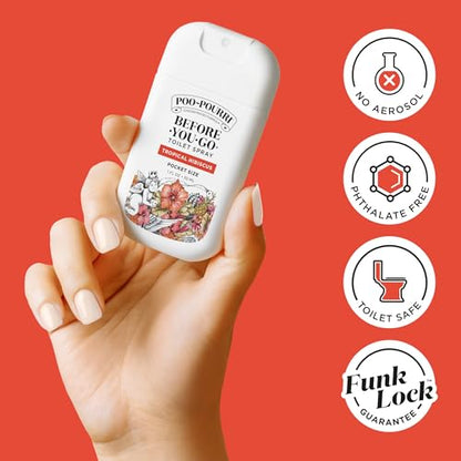 Poo-Pourri Before-You-Go Pocket Toilet Spray, Travel Essentials, Tropical Hibiscus, 1 Fl Oz, Up to 50 Uses, On-The-Go Bathroom Odor Deodorizer with Essential Oils, TSA Approved Size, Hibiscus, Apricot - size: 1 Fl Oz (Pack of 1)