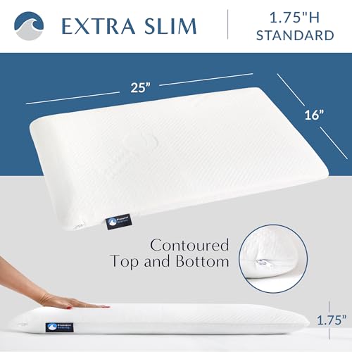 Bluewave Bedding Extra Slim Gel Memory Foam Pillow for Stomach and Back Sleepers - Thin, Flat, and Low Profile Design for Deeper Sleep (1.75-Inches Height, Standard Size) - style: 1.75"H Extra Slim (Standard)