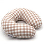 Buckwheat Neck Pillow, Comfortable U Shaped Travel Pillow Portable Pillow for Sleeping Recliner Chair Washable Pillowcase Buckwheat Hulls Filling (12x12 inch, Khaki) - color: Lattice-khaki