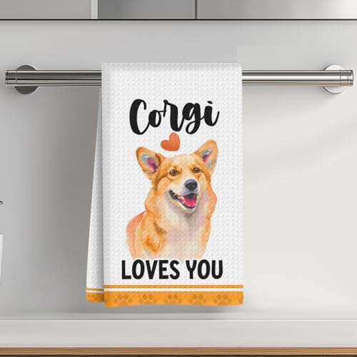 Corgi Gifts for Corgi Lovers, Kitchen Towel with Corgi, 14 x 24 inch Microfiber Dish Tea Towel, Hand Towel Gifts for Housewarming, Birthday, Christmas-04 - color: Multicolor 01147