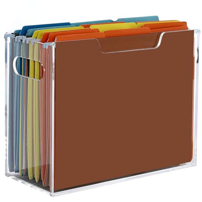 DINGHUO Acrylic File Folder Organizer, Hanging File Organizer Box, File Holder with Handles for Letter Size, Clear File Box Desktop Folder Storage for Office Home Work -1 Pack - size: Letter