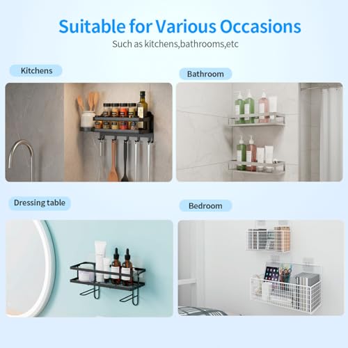 Elegant Shower Caddy Adhesive Replacement, 6 PCS Strong Waterproof Adhesive Hooks and Strips for Shower Shelf and Bathroom Storage Shelves, No Drilling Also Fit Kitchen Rack - color: Transparent-6 Pack