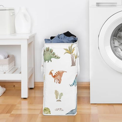 Sweet Jojo Designs Laundry Hamper (Watercolor Dinosaur Dino) for Boys, Foldable Dirty Clothes Basket with Handles for Baby Nursery, Kids Bedroom, Teen Bathroom (Blue, Modern Dinosaurs Jurassic Nature) - color: Blue Dinosaur