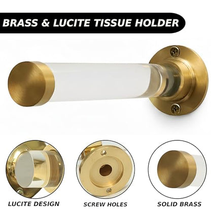 Brushed Brass & Lucite Projection Hook, Heavy-Duty, Rustproof Wall Mount Adhesive Hanging Hook for Bedroom, Bathroom & Kitchen, Multipurpose Accessory for Modern Homes, 18.3x5.5x5.5cm