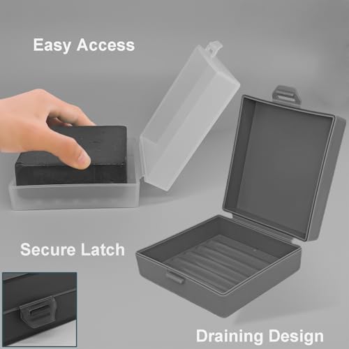Soap Container, Shower Square Bar Holder Fit Handmade Soap, Travel Soap Case (Matt Grey) - color: Matt Grey