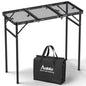 Anbte 3ft Tri-fold Grill Table, 2 Adjustable Heights Max 29.5" Sturdy Metal Grill Table with Storage Bag, Heat-Resistant Tabletop, Portable Handle for Cooking BBQ Outdoor Travel, 35" x 16", Black - size: 35.4“L x 16"W x 29.5H"