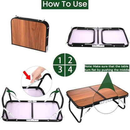 Folding Camping Table, Portable, Carry Handle | Mini Beach Table, Ultralight Compact Picnic Dining Low Table for Grill, Indoor Outdoor, Garden, Patio, BBQ, Party