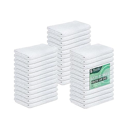 White Bath Towels (Pack of 36, 20x40 Inches - Economy, Cheap, Lightweight, Quick Drying - Bulk Sets for Commercial Uses, Gym, Salon, Spa & Hair) - color: White, size: Bath Towel - Pack of 36 - 20x40 Inches