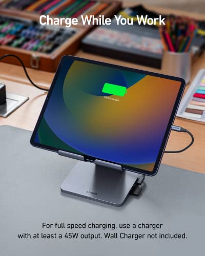 Anker USB C Hub for iPad, 551 USBC Hub (8-in-1), with Foldable Tablet Stand, 4K HDMI, 2 USB-A Data Ports, for iPad Pro 5th Gen/Air 5th Gen/Mini 6th and Later (Silver) (Pack of 2) - size: 5.6 × 5.5 × 1.1 inches (Pack of 2)