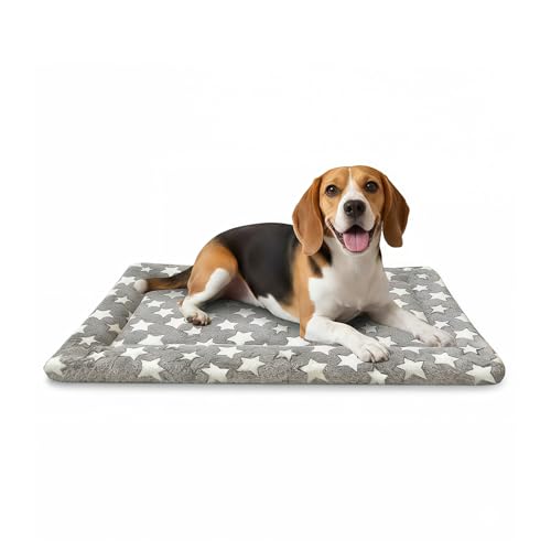 Dog Bed Mat, Dual-Sided Dog Crate Bed Mat - Ultra Soft & Machine Washable Kennel Pad for Medium Dogs, All-Season Comfort Pet Bed for Crates, Travel, and Home, Star Gray, 30 x 18 Inch - color: Star Gray, size: Medium 30 x 18 x 1.5 in