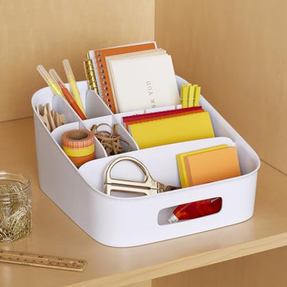 YouCopia ShelfBin Adjustable Snack Bin, BPA-Free Divided Storage Basket for Kitchen Pantry Organization, One Size, Speckled White - size: Adjustable Snack Bin