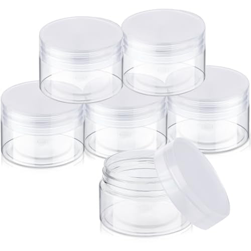 SATINIOR 6 Pack 4 oz Plastic Jars Containers with Lids Wide-mouth Refillable Leakproof Reusable Round Empty Jars for Travel Cosmetic Dry Food Spice Candy Cookie Home Kitchen Organizing (Clear) - color: Clear, size: 4 oz
