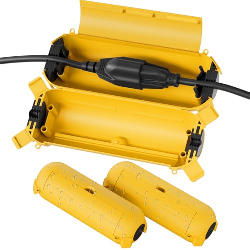 Flemoon [3 Pack] Outdoor Extension Cord Safety Cover with Waterproof Seal, Weatherproof Electrical Connection Box for Outdoor Outlet, Plug, Socket, Christmas Holiday Decoration Light, Yelllow - color: Yelllow, size: Small Box: 5.3" L x 2" W x 2" H