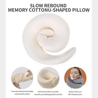 Cloud Sleep Travel Pillow｜360° Adjustable Neck Pillow for Airplane & Office｜NASA Memory Foam｜Free Eye Mask & Earplugs (Dark Blue) - color: Dark Blue