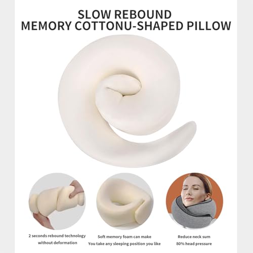 Cloud Sleep Travel Pillow｜360° Adjustable Neck Pillow for Airplane & Office｜NASA Memory Foam｜Free Eye Mask & Earplugs (Grey) - color: Grey