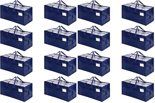 VENO 16 Pack Moving Bags w/Backpack Straps, Heavy Duty, Moving Boxes Alternative, Packing Supplies, Large Storage Totes for Dorm Room Essentials with Zipper for Clothes (Blue, 16 Pack) - color: Blue, size: 16 Pack