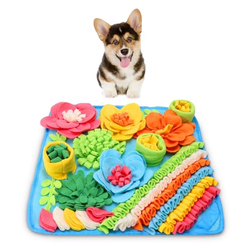 KeeKit Snuffle Mat for Dogs, Interactive Puzzle Feeding Game for Stress Relief & Foraging Skills, Non-Slip Portable Treat Feeding Mat for Small Medium Breed - color: Blue, size: 15.4*15.4 Inch