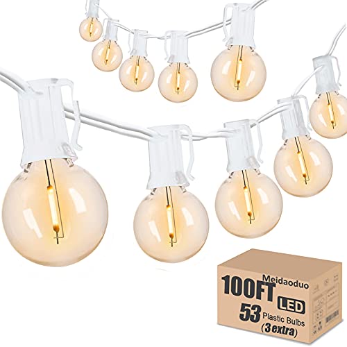 Outdoor String Lights Waterproof Patio LED 100FT G40 Globe String Lights with 53 Shatterproof Clear Bulbs(3 Extra) for Indoor/Outdoor Wedding Pergola Gazebo White String Lights - color: White G40, size: 100 Feet