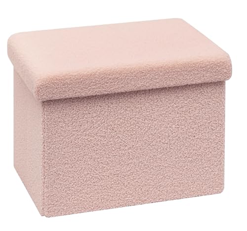 PINPLUS Sherpa Storage Ottoman Footrest Stool - Plush Foldable Cube with Hidden Compartment, Multi-Functional Furniture for Living Room, Bedroom, Office - Pink, 16.5”L x 12.6”W x 12.6”H - color: Pink, size: 16.5"D x 12.6"W x 12.6"H