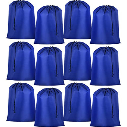 Woanger 12 Pack 28 x 45 Inch Extra Large Laundry Bags Bulk Washable Travel Laundry Bag with Drawstring Closure Large Dirty Clothes Organizer for College Dorm Home Hotel Camping(Blue) - color: Blue