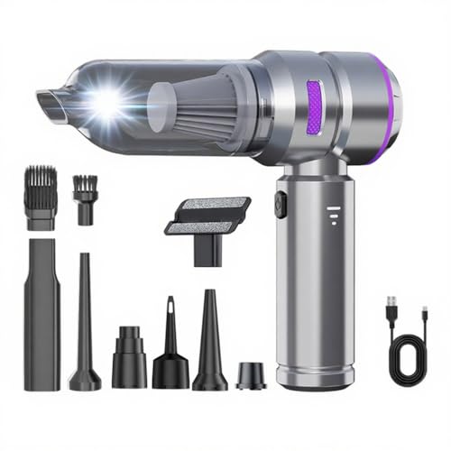 2-in-1 Mini Handheld Vacuum & Blower, 21000Pa Powerful Suction, <1 lb Ultra Lightweight, Cordless with Rapid Charging, for Car/Pet Hair/Home/Office - 3 Adjustable Suction Levels, Washable Filter