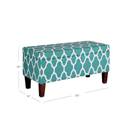 HomePop 36" Storage Ottoman Bench with Hinged Lid - Teal Geometric - color: Teal Geometric
