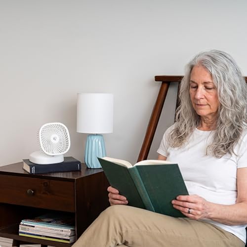 IRIS USA 5" Battery Operated Small Fan, 2 Speeds, D-Battery Powered, Compact Foldable Personal Fan, Portable Travel Mini Desk Fan, Home Office Bedside Picnic Camping Outdoor Use - color: White - Battery, style: Foldable
