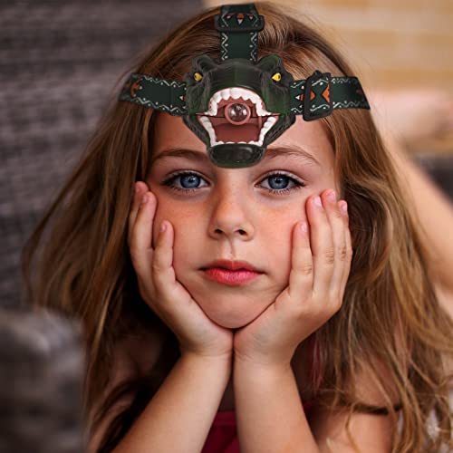 Dinosaur Kids Headlamp, T-Rex Dinosaur Led Headlamp Flashlight, Dinosaur Toy Headlamp Flashlight with 4 Lighting Mode for Boys, Girls’ Camping, Hiking, Reading and Party (Green) - color: Green