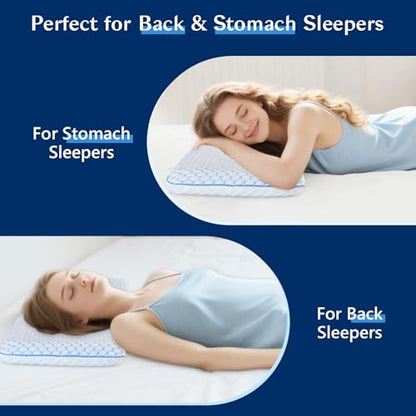 Flat Pillow for Stomach and Back Sleepers, Ultra Thin Pillow for Sleeping, Cooling Gel Slim Stomach Sleeping Pillows for Shoulder Neck Pain Relief, Low Profile Memory Foam Pillows 2.75-inches - size: 2.75"H (Standard) Ultra Slim
