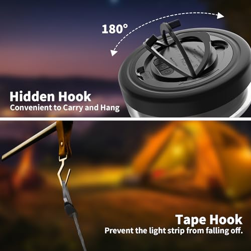 Camping String Lights 32.8FT, 2 in 1 Outdoor Camping Lantern with 14 Lighting Modes, 30s Recovery, IP44 Waterproof, 4000mAh Battery, Portable Camping Lights for Camping, Yard, Festival Decor