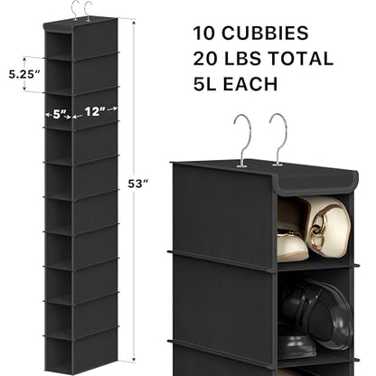 Simple Houseware 10 Shelves Closet Hanging Shoe Organizer, Black - color: Black, size: 1-Pack