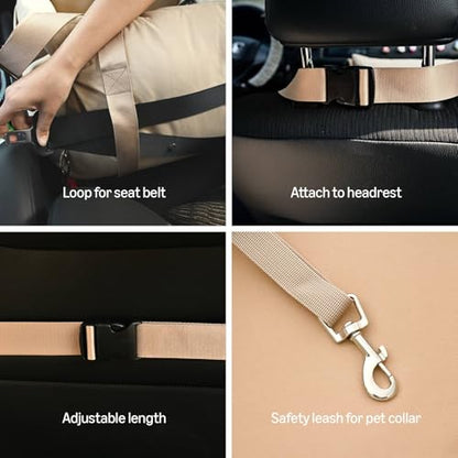 Amazon Basics Dog Car Seat, Pet Booster for Small-Medium Dogs with Leash & Washable Cover, Beige - color: BEIGE
