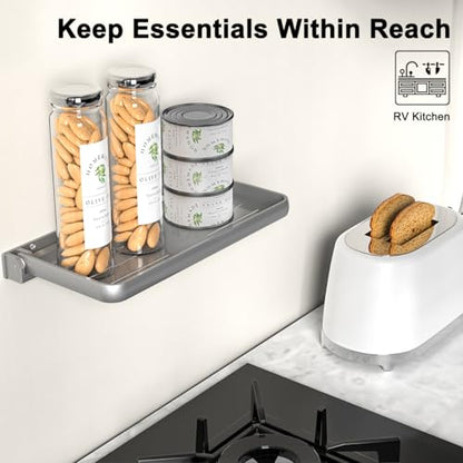RV Aluminum Foldable Shelf - Wall-Mounted Folding RV Shelves - Compact Camper Trailer Accessories & Space-Saver 12.2x5.5 Inch - size: 1 Pack