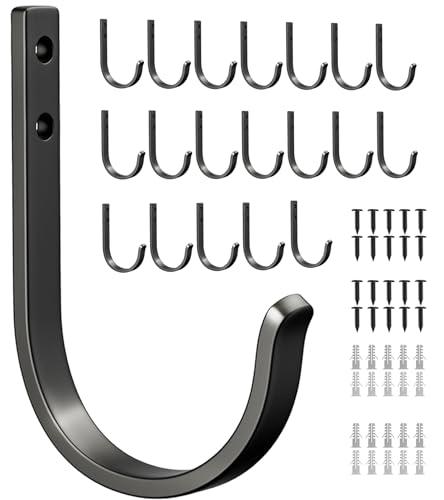 20-Pack Wall Hooks for Hanging Towel/Coat - 22LB Screw in Metal Hanger Wall Mount, for Outdoor, Closet, Door, Bathrooms, for Backpack, Robe, Black - color: Black, size: 20 Pack