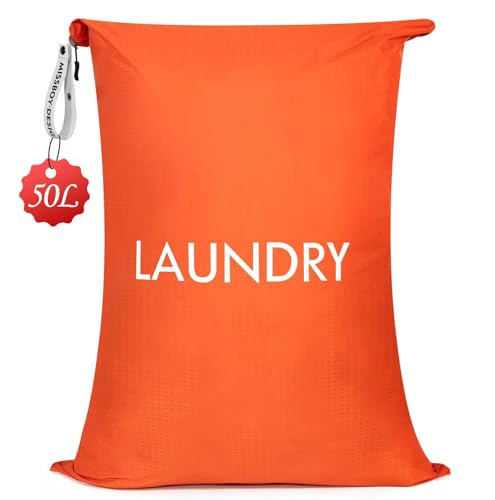 MissBoy Travel Laundry Bag with Zipper, Odor-Isolating & Splash-proof Dirty Clothes Organizer for Suitcase, Lightweight Foldable Wet Dry Bag for Gym, Camping, and Swimming - color: Orange