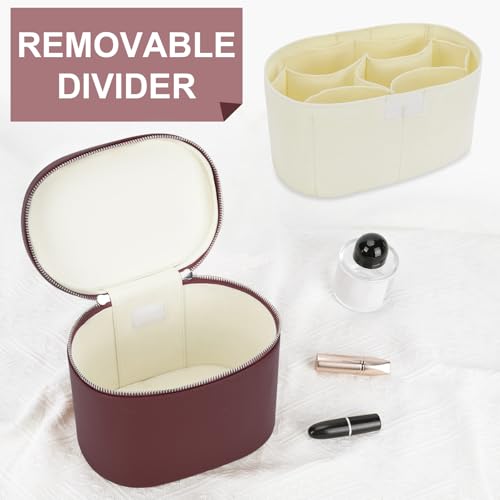 YFGBCX Makeup Bag Vanity Case with Removable Divider Travel Toiletry Bag Portable Cosmetic Bag Makeup Organizer Case - color: Burgundy