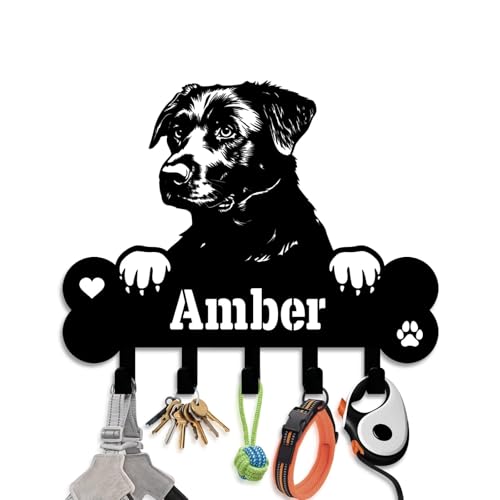 NIWAHO Dog Leash Holder for Wall Personalized - Chinook Custom Metal Sign with Bone Key Hooks, Entryway Mudroom Organizer Rack, Pet Room Decor - color: Chinook