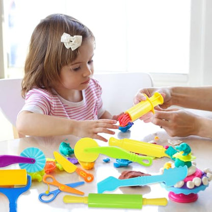 LCY WEDSHI Dough Tool Set, 9 Pcs Dough Tools Sets for Kids Ages 4-8, Dough Accessories Includes Cutters Roller, Rolling Pins, Safety Scissors, Plastic Knife, Plastic Rollers - style: 9pcs