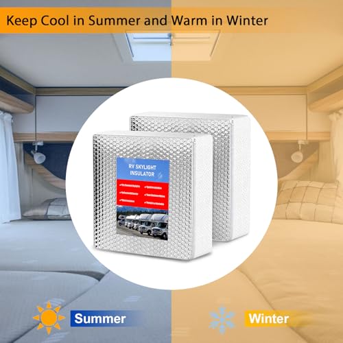 2 Pack RV Skylight Insulator14''x14''x3'', RV Vent Insulator, RV Skylight Cover with Reflective Surface, Waterproof RV Insulation for Inside Camper, RV Skylight Pillow - size: 14in x 14in x 3in 2PCS