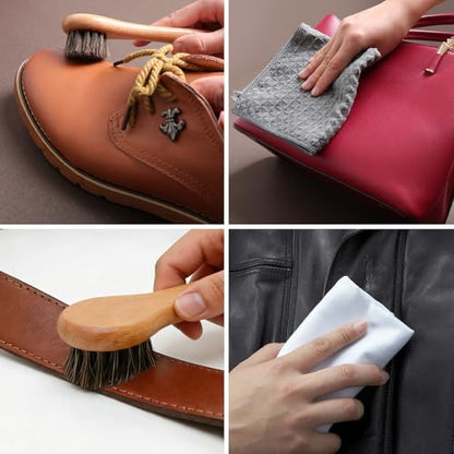 Nuroon Leather Boots Care Kit- Leather Cleaner Boots Shoes Cleaning Kit, Saddle Soap,Mink Oil and Wax Waterproofer - style: 10 Pieces
