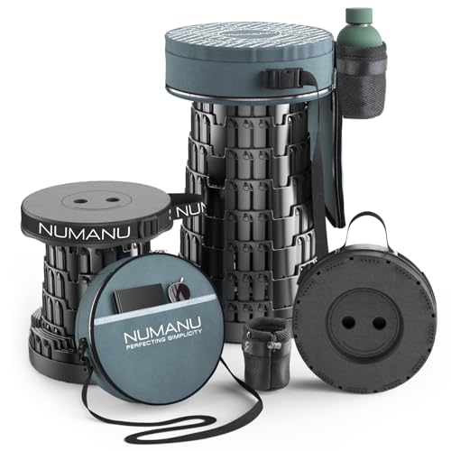 NUMANU 2026 Upgraded Collapsible Stool & 3IN1 Cushioned Carry Bag, 2.5"-18" Height Adjustable Max 620lbs, Portable Retractable Telescoping Seat, Foldable Camping Stool or Footrest for Adults (Round) - size: Round (Stool & 3IN1 Carry Bag)